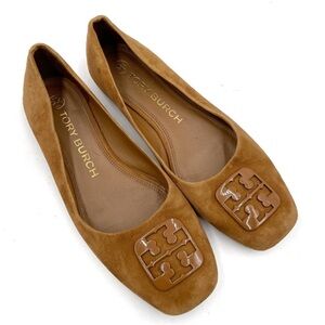 Tory Burch Georgia Tan Suede Square Toe Women's Flats